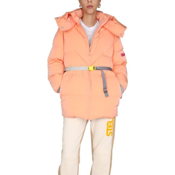 Stella McCartney Quilted Kayla Logo Patch Puffer Jacket Orange Size 6-8 - Picture 1 of 14